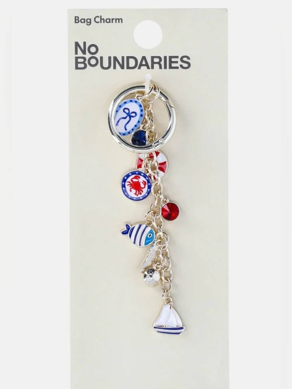 NWT Bag Charm Nautical Charm Keychain with Red, Blue & White Accents